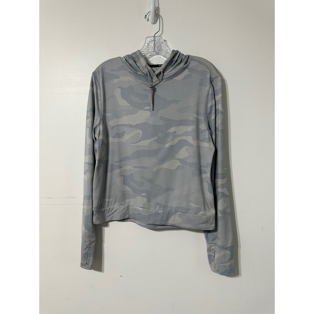 Spyder Active Hoodie Womens Medium Grey Camo Long Sleeve Thumbhole Pullover